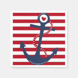 Red White och Blue Rand Anchor Nautical Event Pappersservett