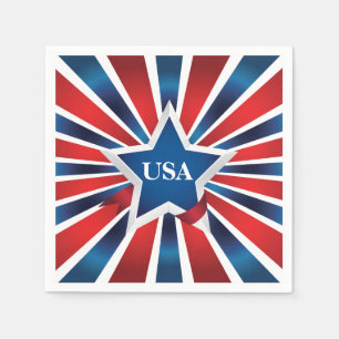 Red White och Blue Rand USA Monogram Pappersservett