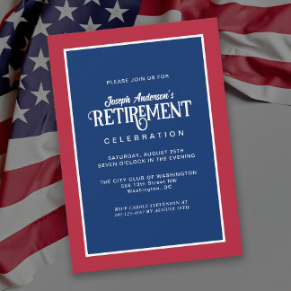 Red White och Blue Simple Elegant Pension Party Inbjudningar