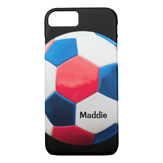 Red White och Blue Soccer Ball Case-Mate iPhone Skal (Baksida)