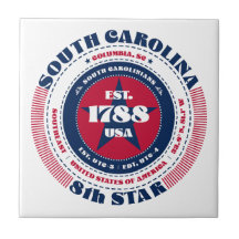 Red, White och Blue South Carolina Ceramic Tile