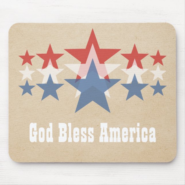 Red, White och Blue Star Cascade Mousepad Musmatta (Framsidan)