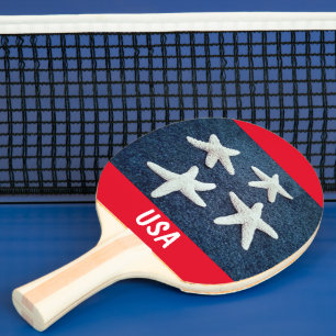 Red White och Blue Starfish Nautical Pingisracket
