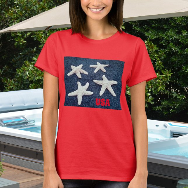 Red White och Blue Starfish Nautical T Shirt (Skapare uppladdad)