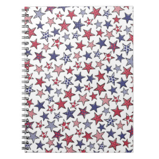 Red White och Blue Stars America Patriotic Anteckningsbok