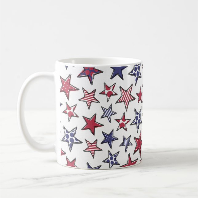 Red White och Blue Stars America Patriotic  Kaffemugg (Vänster)