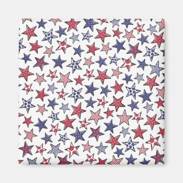 Red White och Blue Stars America Patriotic  Magnet (Framsidan)