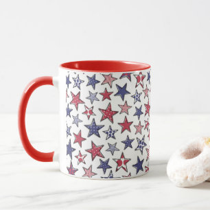 Red White och Blue Stars America Patriotic  Mugg