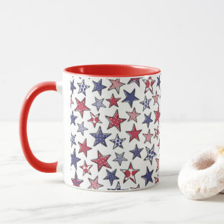 Red White och Blue Stars America Patriotic  Mugg