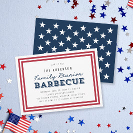 Red White och Blue Stars Family Reunion Barbecue Inbjudningar