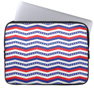 Red White och Blue Stars och stripes Chevron Laptop Fodral