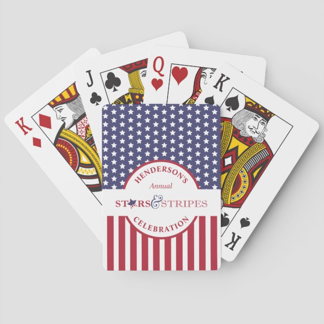 Red White och Blue Stripe American Flagga Party Casinokort (Baksidan)