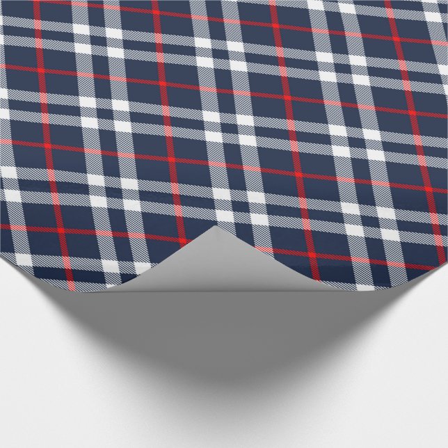Red White och Blue Tartan Presentpapper (Hörn)