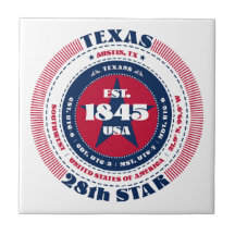 Red, White och Blue Texas Ceramic Tile