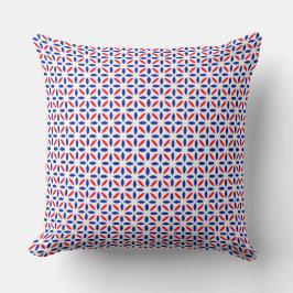 Red White och Blue Tile Mönster Kudde