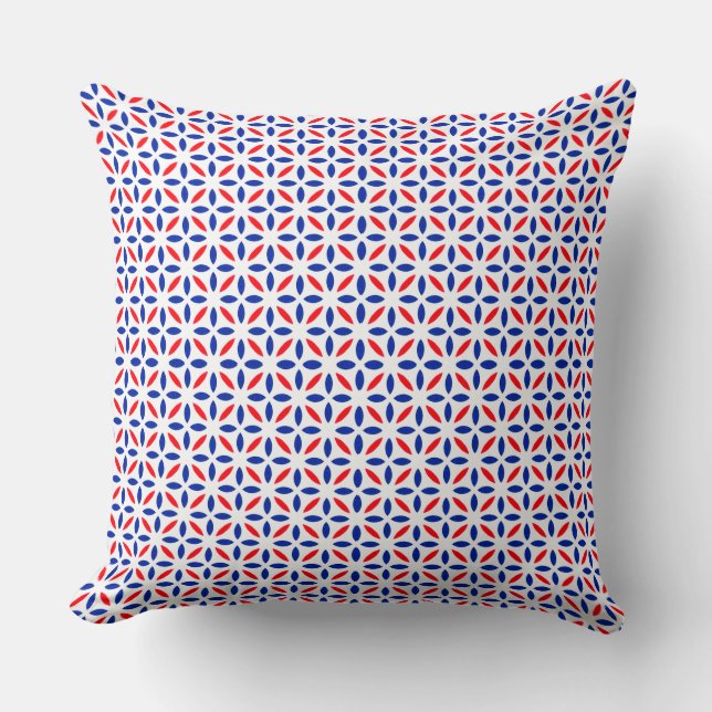 Red White och Blue Tile Mönster Kudde (Framsida)
