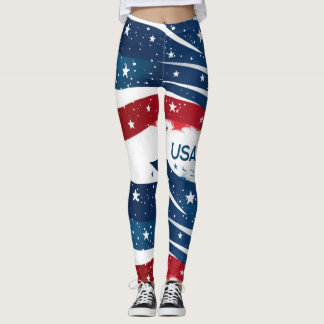 Red White och Blue USA Leggings