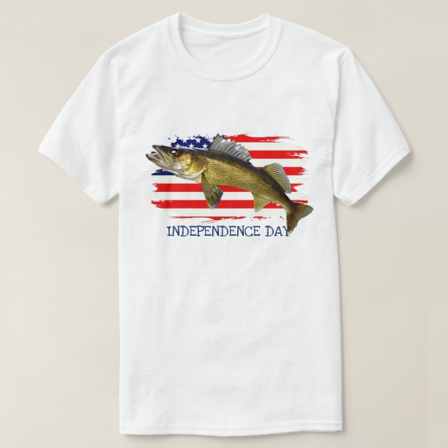 Red, White och Blue Walleye Pike  T Shirt (Design framsida)