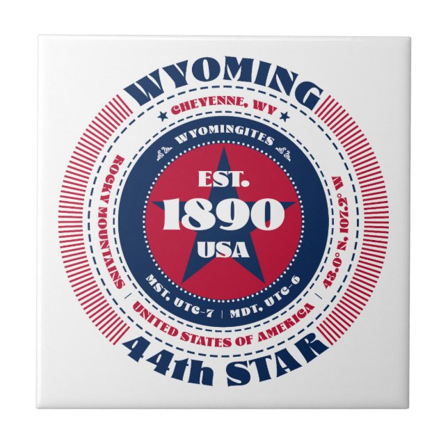 Red, White och Blue Wyoming Ceramic Tile Kakelplatta (Framsidan)