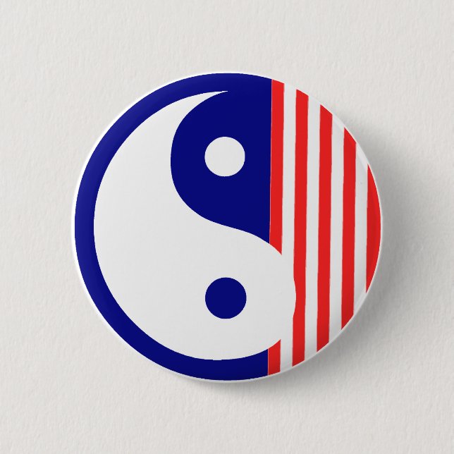 Red White och Blue Yin Yang Button Knapp (Framsida)