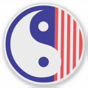 Red White och Blue Yin Yang Symbol Klistermärken