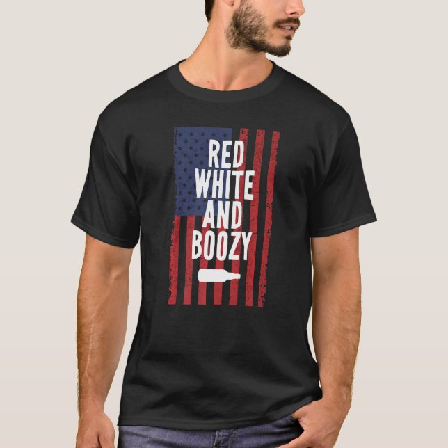 Red White och Boozy 4:e juli Independence day d T Shirt (Framsida)