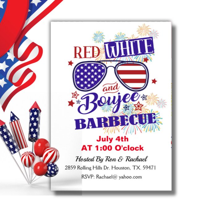 Red White och Boujee 4:e juli BBQ Inbjudningar (Skapare uppladdad)