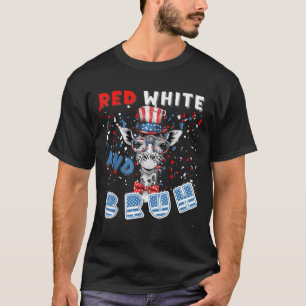 Red White och Bruh Patriotic Giraffe Usa Humor Tee