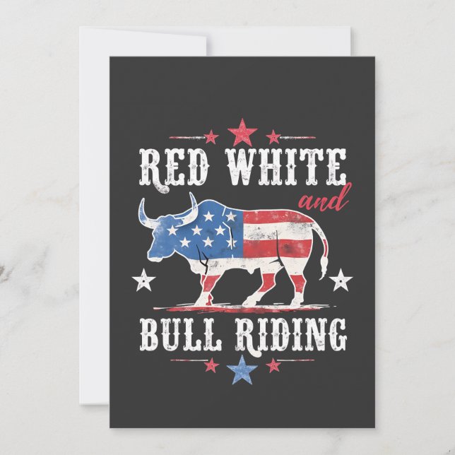 Red White och Bull Riding American Cowboys Inbjudningar (Framsida)