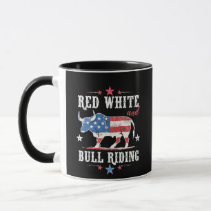 Red White och Bull Riding American Cowboys Mugg