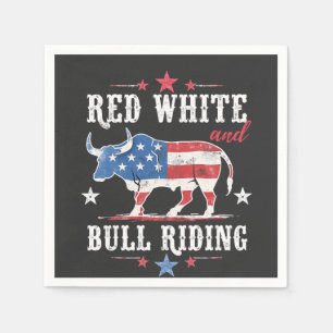 Red White och Bull Riding American Cowboys Pappersservett