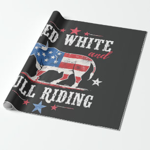 Red White och Bull Riding American Cowboys Presentpapper