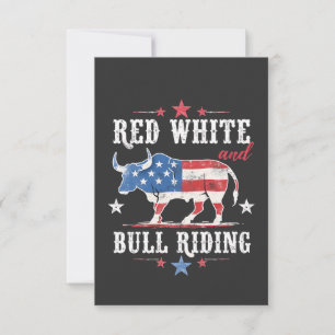 Red White och Bull Riding American Cowboys Tack Kort