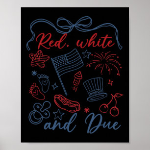 Red White och due 4th of juli Gravid Summer USA Poster