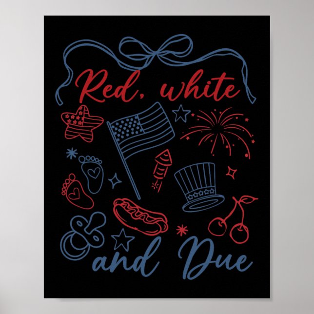 Red White och due 4th of juli Gravid Summer USA Poster (Framsidan)
