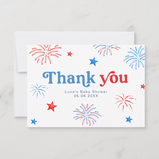 Red White och due 4th of juli Patriotic Tack Kort (Framsida)