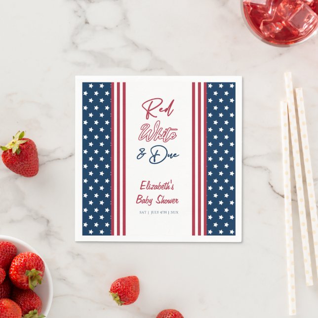 Red White och due 4th of June Baby Shower Pappersservett (Insitu)