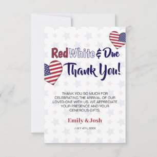 Red White och due 4th of June Baby Shower Tack Kort
