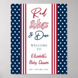 Red White och due 4th of June Baby Shower Welcome Poster