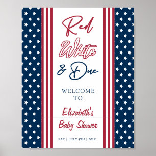 Red White och due 4th of June Baby Shower Welcome Poster