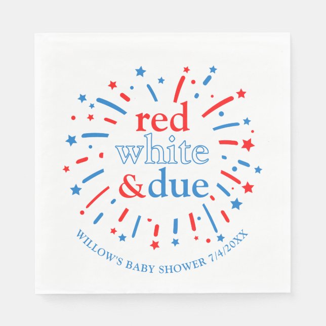 Red White och due Baby Shower Napkins Pappersservett (Framsidan)