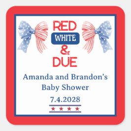 Red White och due Fjärde juli Baby Shower Fyrkantigt Klistermärke