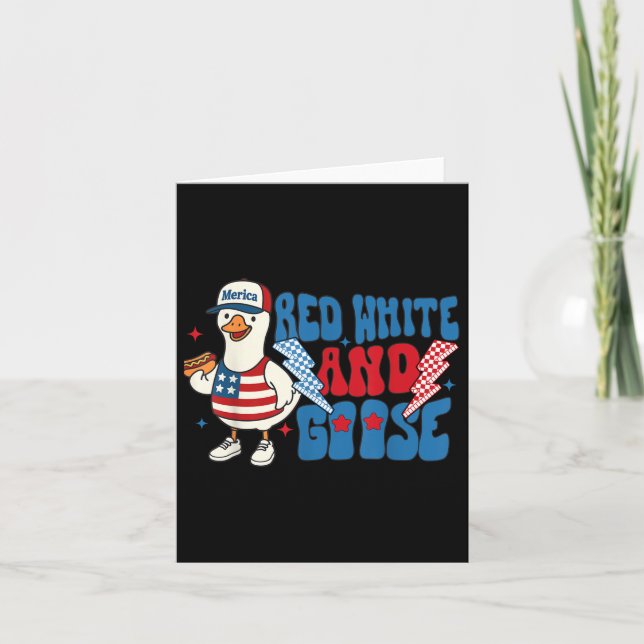 Red White och Goose Lung 4:e juli Patriotic US Kort (Framsida)