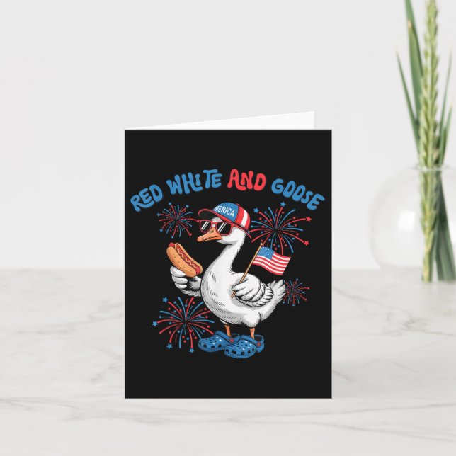 Red White och Goose Lung 4:e juli Patriotic US Kort (Framsida)