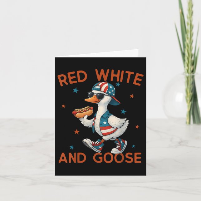Red White och Goose Lung 4:e juli Patriotic US Kort (Framsida)
