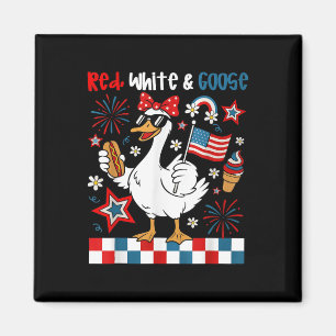 Red White och Goose Lung 4 juli Patriotic Wo Magnet