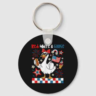 Red White och Goose Lung 4 juli Patriotic Wo Nyckelring