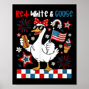 Red White och Goose Lung 4 juli Patriotic Wo Poster