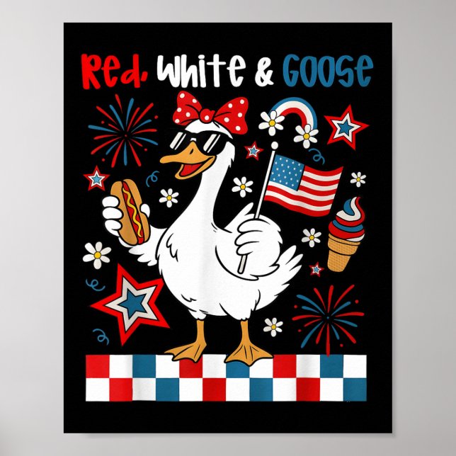 Red White och Goose Lung 4 juli Patriotic Wo Poster (Framsidan)