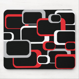 Red White och Grått Black Retro Squares Mönster Musmatta